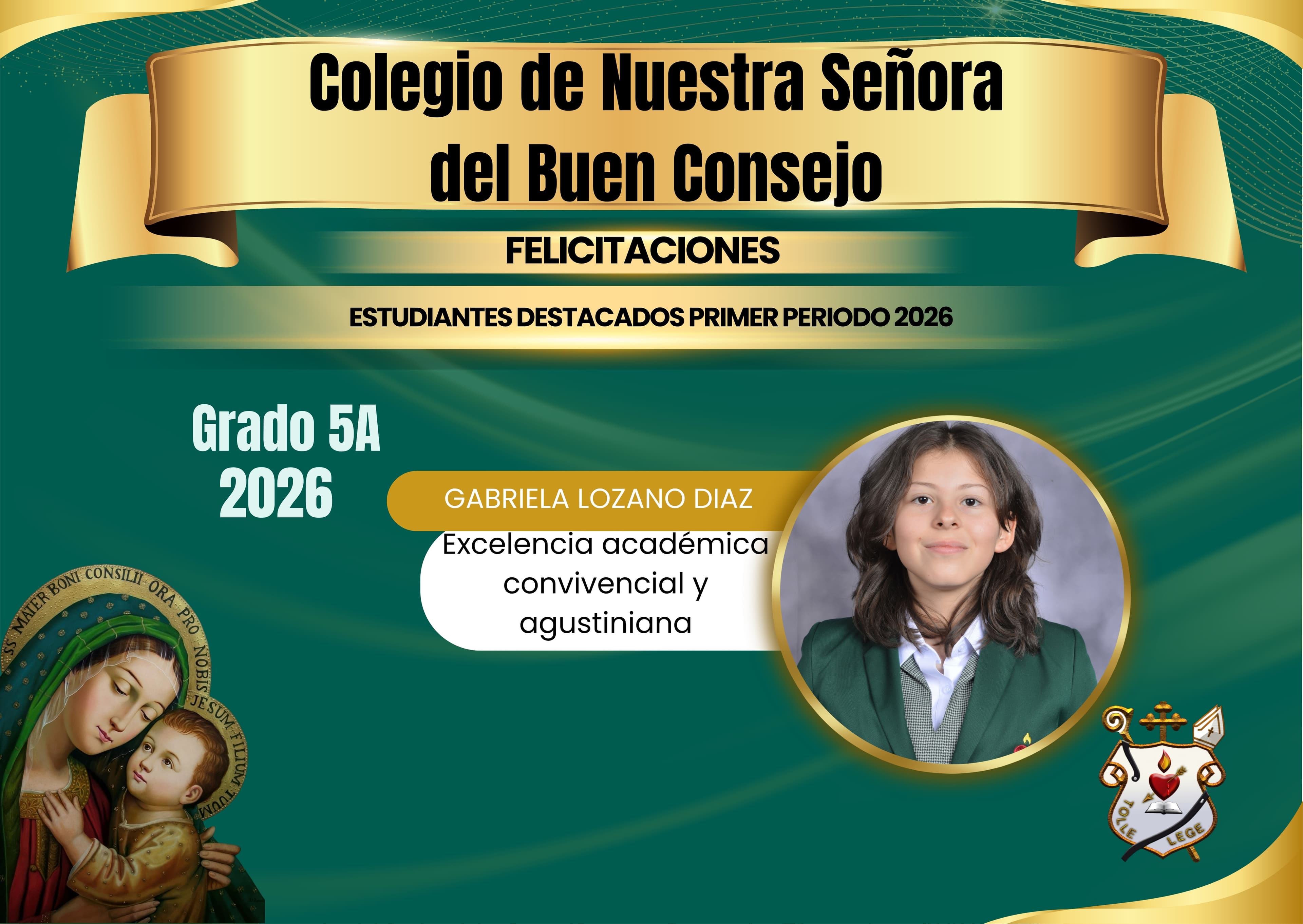 Cuadro de honor Quinto Primer Periodo