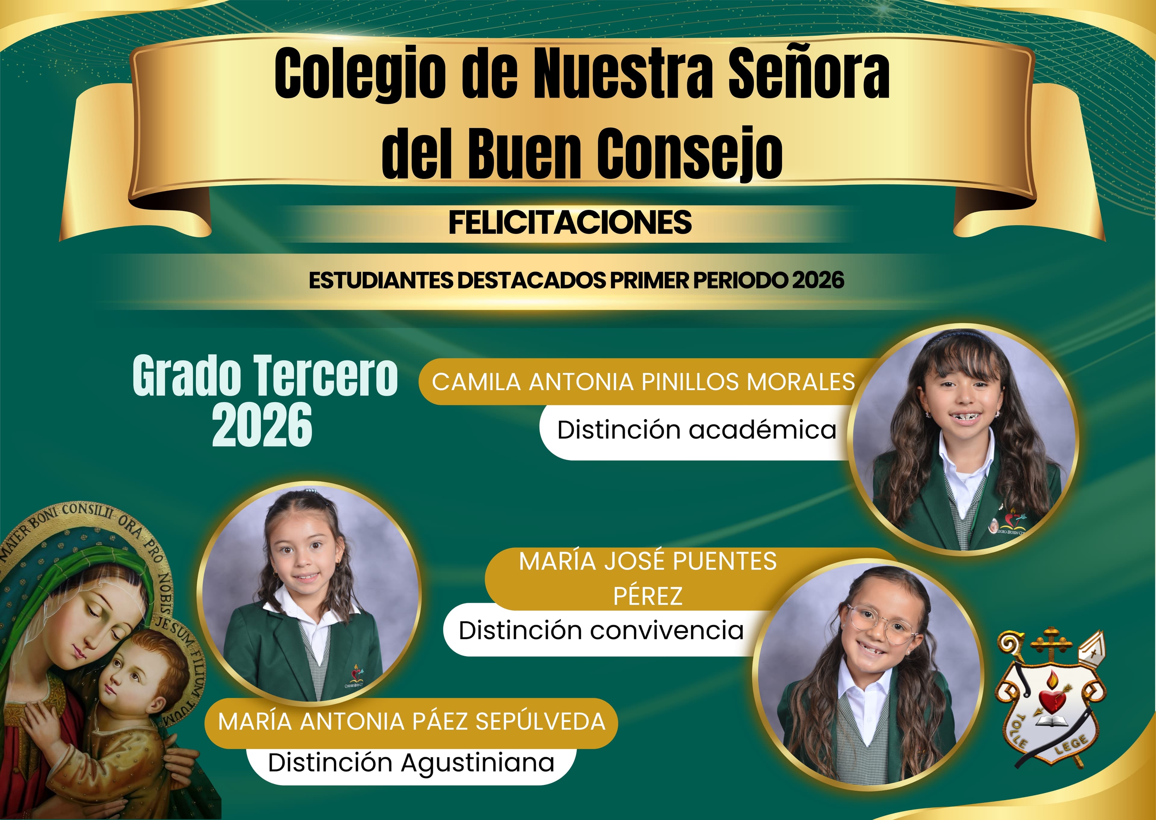 Cuadro de honor Tercero Primer Periodo